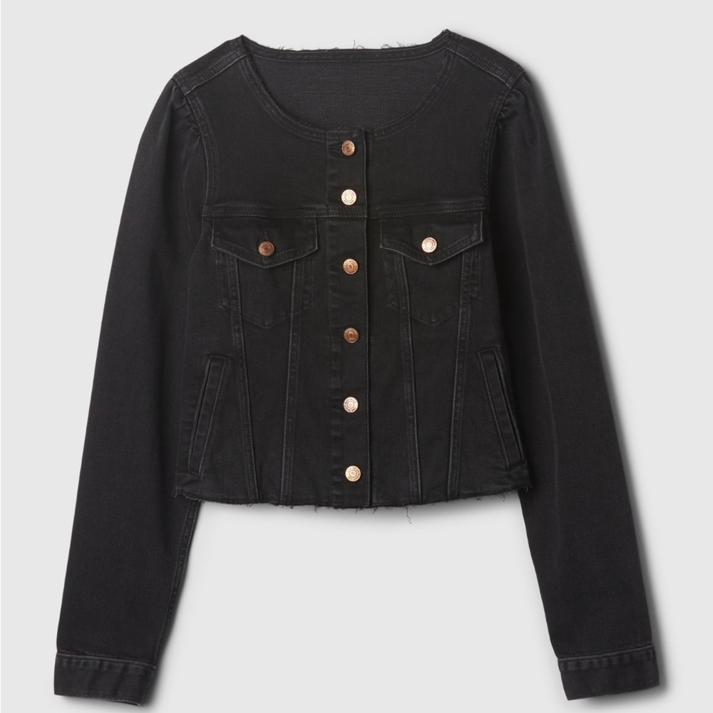 NWT Collarless Cropped Icon Denim Jacket GAP